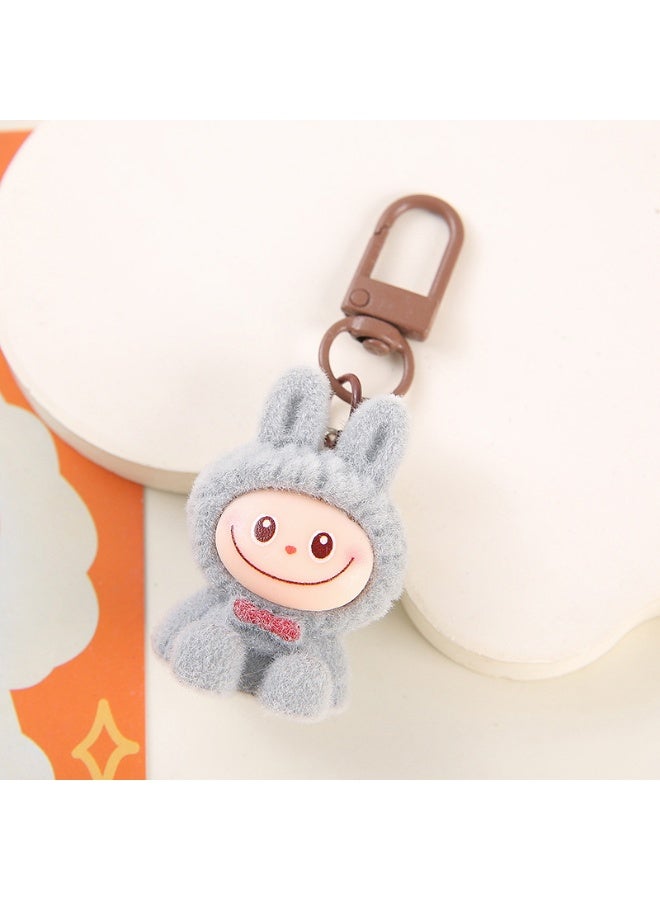 NIBEMINENT Resin Cartoon Cute Flocking LABUBU Keychain, Pendant Doll Accessory Key Chain Gift 