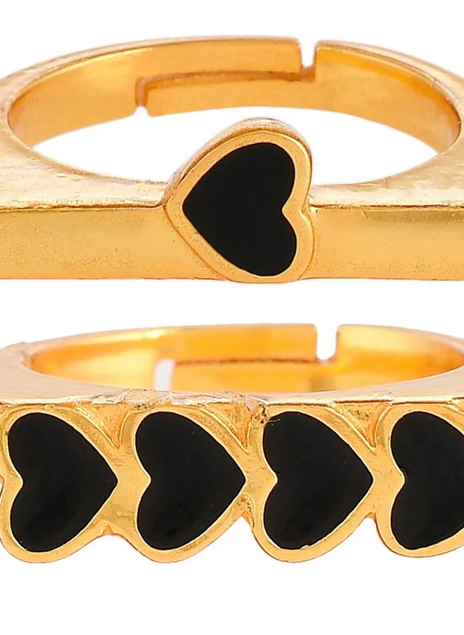 فويلا Valentine's Day Collection Edgy Black Hearts Ring