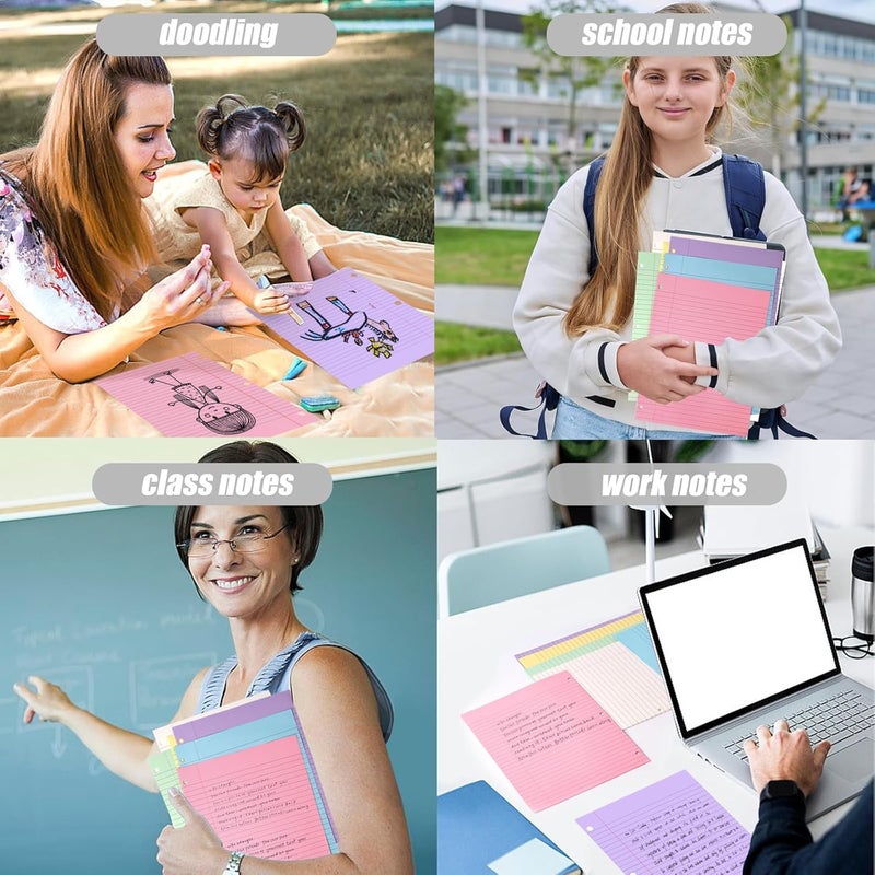 HIBOX Pink Loose Leaf Paper, Pink 100 Sheets 8"x10.5" Wide Ruled Filler Lined Notebook Paper, 3-Hole Punched for 3-Ring Binders Notebook, School & College, Women Girls Writing Work Meeting Note Taking - Image 5