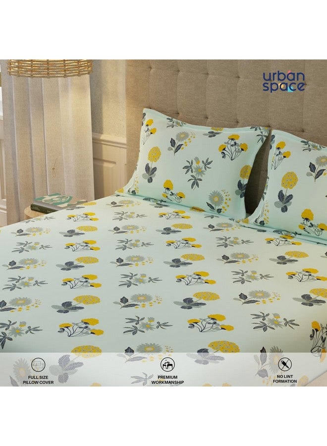 Urban Space ملاءة سرير قطن 100% بتقنية 200 TC من أوربان سبيس لسرير مفرد مع غطاء وسادة واحد، ملاءة مفردة (لون أزرق سماء مشع، الحجم 58 x 90 بوصة) - Image 4