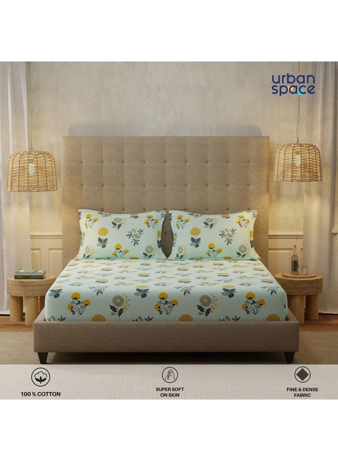 Urban Space ملاءة سرير قطن 100% بتقنية 200 TC من أوربان سبيس لسرير مفرد مع غطاء وسادة واحد، ملاءة مفردة (لون أزرق سماء مشع، الحجم 58 x 90 بوصة) - Image 5