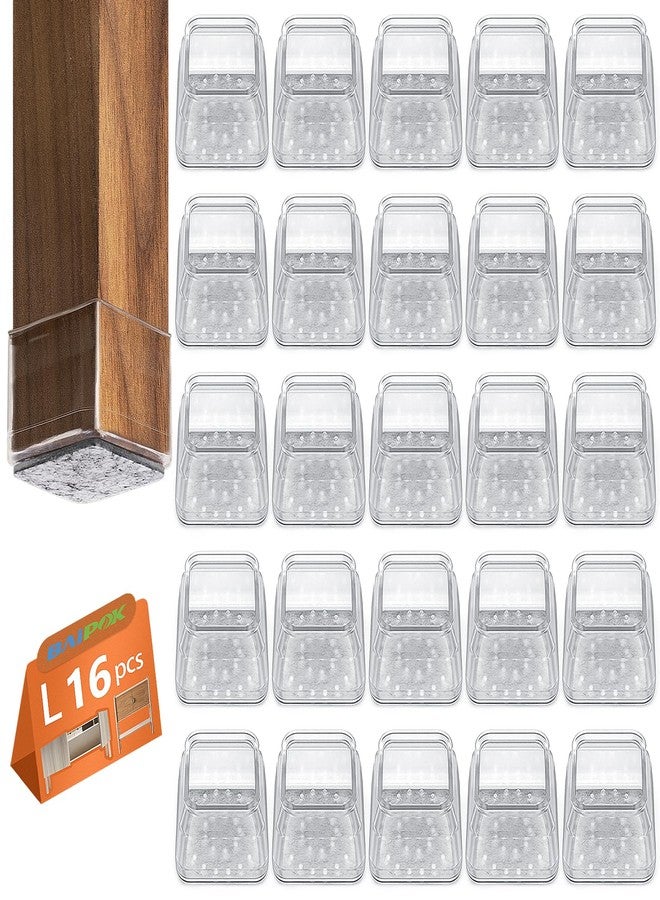 BAIPOK 16pcs Square Chair Leg Floor Protectors, Furniture Pads for Hardwood Floors, Furniture Sliders for Chair Legs, Floor Protectors for Chairs, Silicone Chair Leg Caps Cover, Clear, Large - Image 1