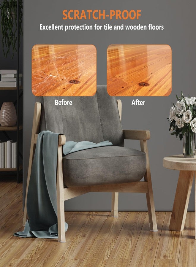 BAIPOK 16pcs Square Chair Leg Floor Protectors, Furniture Pads for Hardwood Floors, Furniture Sliders for Chair Legs, Floor Protectors for Chairs, Silicone Chair Leg Caps Cover, Clear, Large - Image 5
