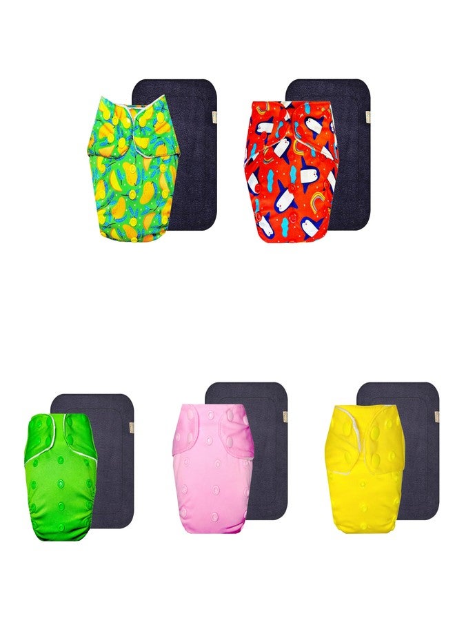 حفاضات قماشية فاخرة من دمبلدو مع حشوة رمادية (عبوة من 5) | شعور بالجفاف والراحة | قابلة لإعادة الاستخدام والغسل | أزرار كبس قابلة للتعديل | موثوق بها من قبل الأمهات | من 3 أشهر إلى 3 سنوات | للجنسين - Image 1