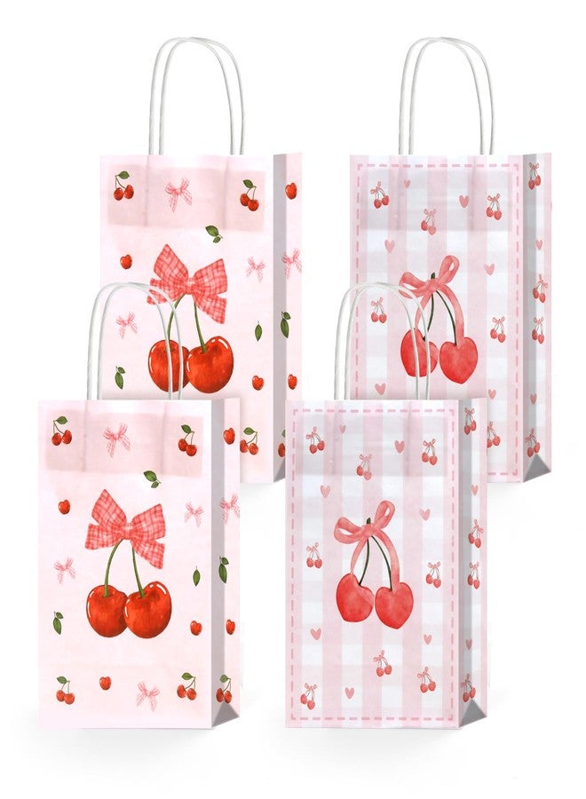 FujDun 12pcs Cherry Gift Bags with Handles, Cherry Candy Goodie Bag for Birthday Bridal Shower Baby Shower Wedding Party Favor Supplies (8.27 x 5.9 x 3.15 inch - Image 1