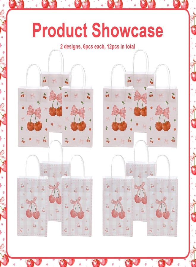 FujDun 12pcs Cherry Gift Bags with Handles, Cherry Candy Goodie Bag for Birthday Bridal Shower Baby Shower Wedding Party Favor Supplies (8.27 x 5.9 x 3.15 inch - Image 5