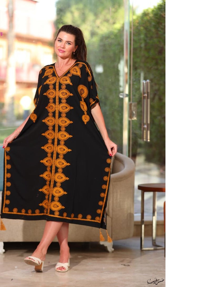 Brides Butterfly jalabiya with a wide design and soft fabric, decorated with elegant embroidery that adds a touch of luxury  - Image 2