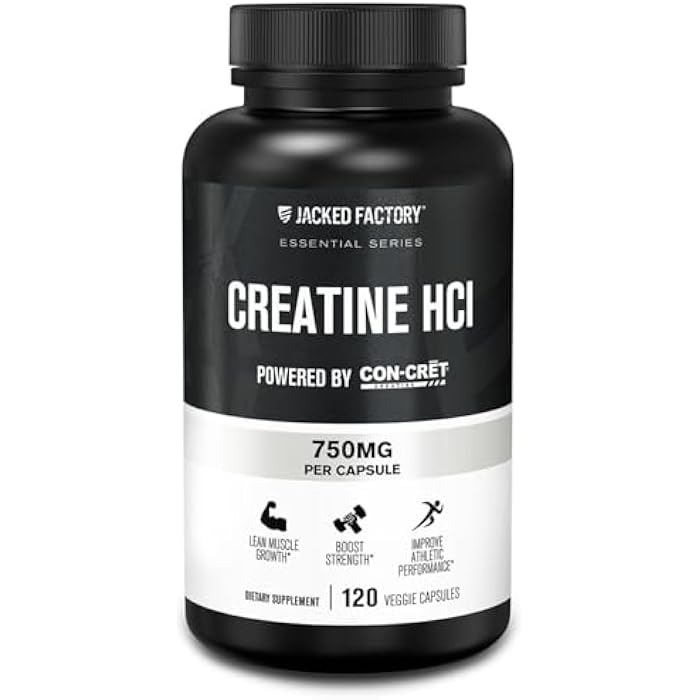 Jacked Factory Creatine HCl Capsules - CON CRET Creatine Pills 750mg - Lean Muscle Growth & Recovery, Boost Strength & Endurance, No Bloating or Cramps - 120 Capsules - Image 1