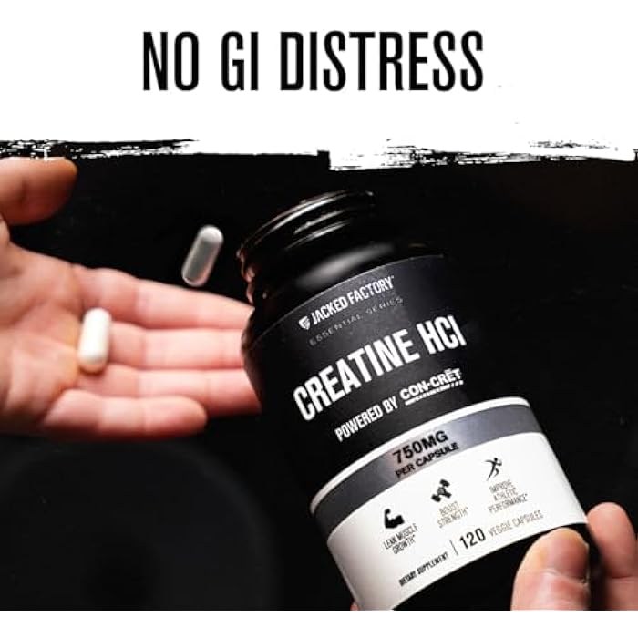 Jacked Factory Creatine HCl Capsules - CON CRET Creatine Pills 750mg - Lean Muscle Growth & Recovery, Boost Strength & Endurance, No Bloating or Cramps - 120 Capsules - Image 4