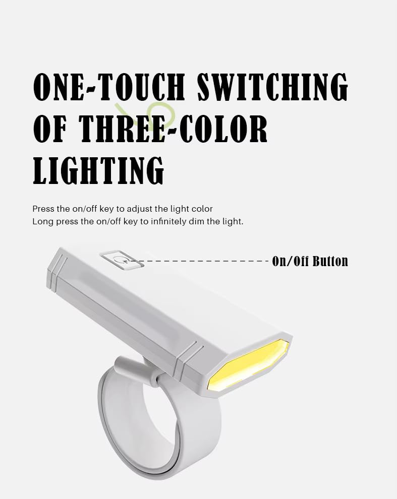 One94Store Mini Wrist Book Light – USB Rechargeable LED Study Lamp with 3 Light Modes, Clip-On & Portable, Eye-Friendly Reading Light for Students & Night Readers (White) - Image 2