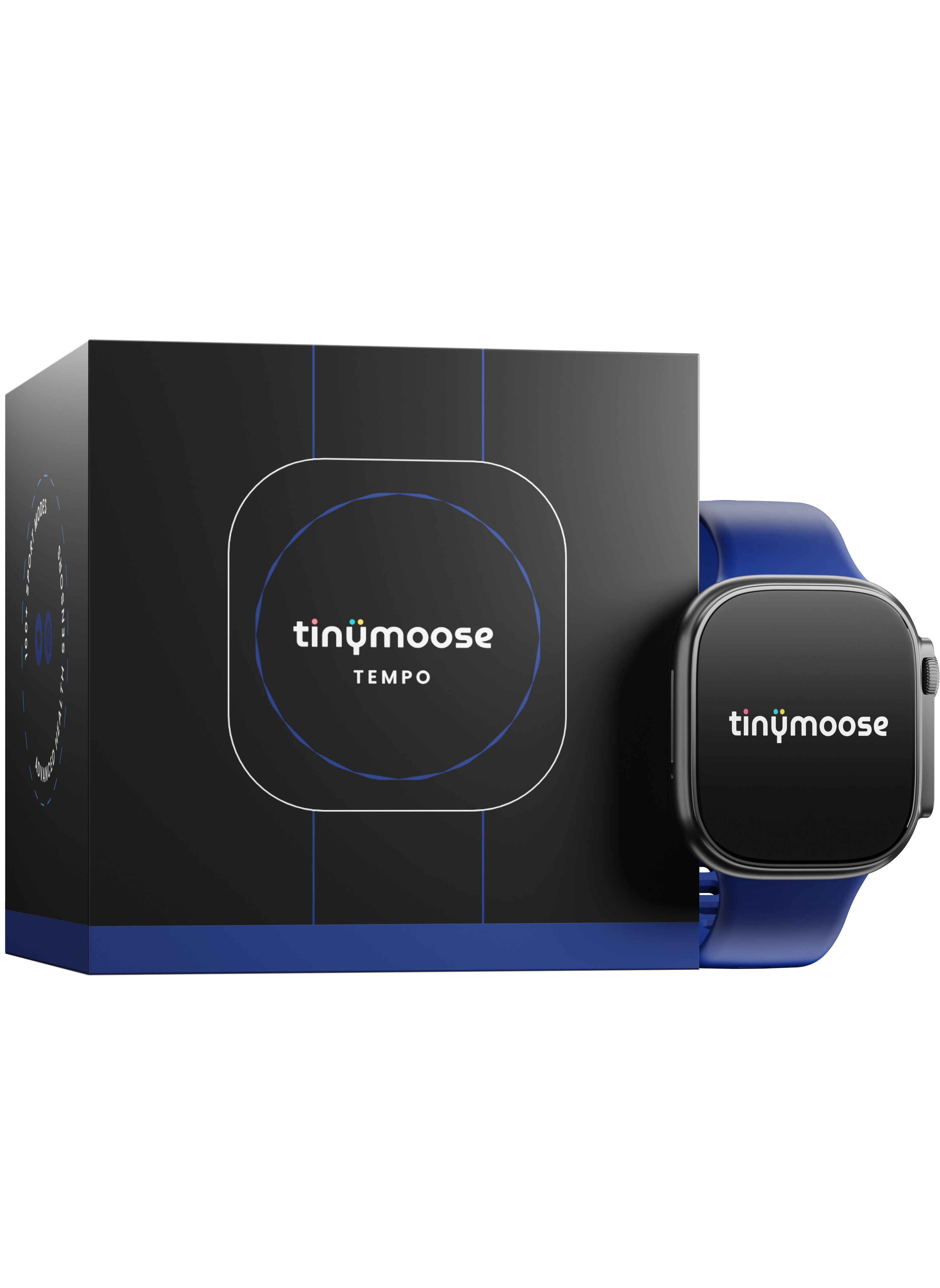 TinyMoose Smartwatch Tempo With ِHD AMOLED Display / Ultra Battery Life / 100+ Sport Modes / IP68 Waterproof / Bluetooth Calling / Heart Rate Monitoring / SPO2 / GPS / Ultra Smart Watch - Shadow Blue 