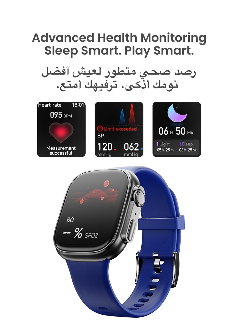 TinyMoose - Smartwatch Tempo With ِHD AMOLED Display / Ultra Battery Life / 100+ Sport Modes / IP68 Waterproof / Bluetooth Calling / Heart Rate Monitoring / SPO2 / GPS / Ultra Smart Watch - Shadow Blue - Image 1