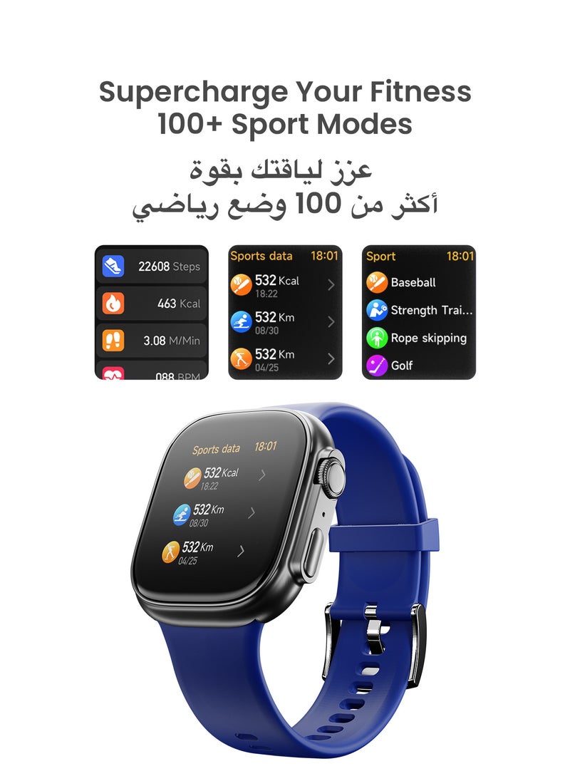TinyMoose - Smartwatch Tempo With ِHD AMOLED Display / Ultra Battery Life / 100+ Sport Modes / IP68 Waterproof / Bluetooth Calling / Heart Rate Monitoring / SPO2 / GPS / Ultra Smart Watch - Shadow Blue - Image 1
