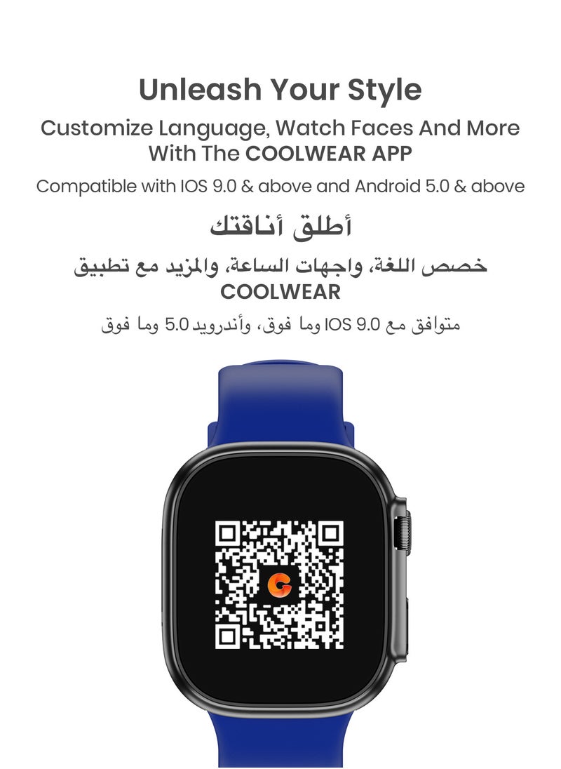 TinyMoose - Smartwatch Tempo With ِHD AMOLED Display / Ultra Battery Life / 100+ Sport Modes / IP68 Waterproof / Bluetooth Calling / Heart Rate Monitoring / SPO2 / GPS / Ultra Smart Watch - Shadow Blue - Image 1