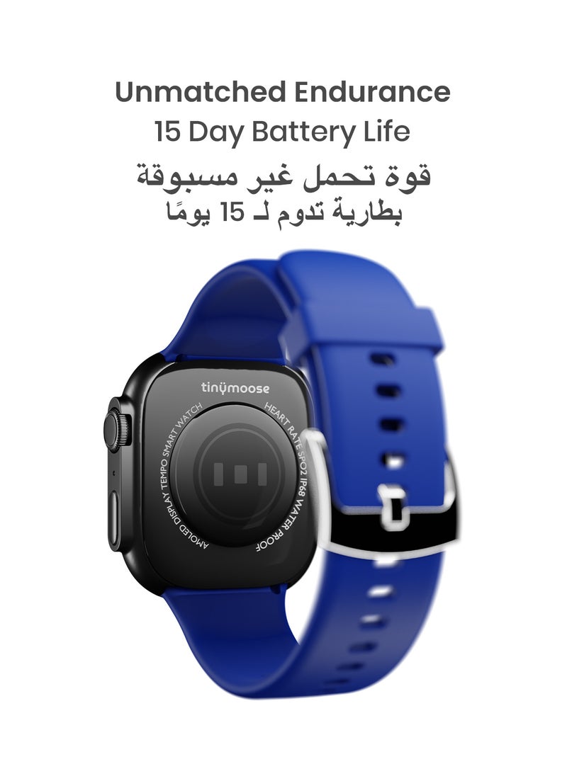 TinyMoose - Smartwatch Tempo With ِHD AMOLED Display / Ultra Battery Life / 100+ Sport Modes / IP68 Waterproof / Bluetooth Calling / Heart Rate Monitoring / SPO2 / GPS / Ultra Smart Watch - Shadow Blue - Image 1