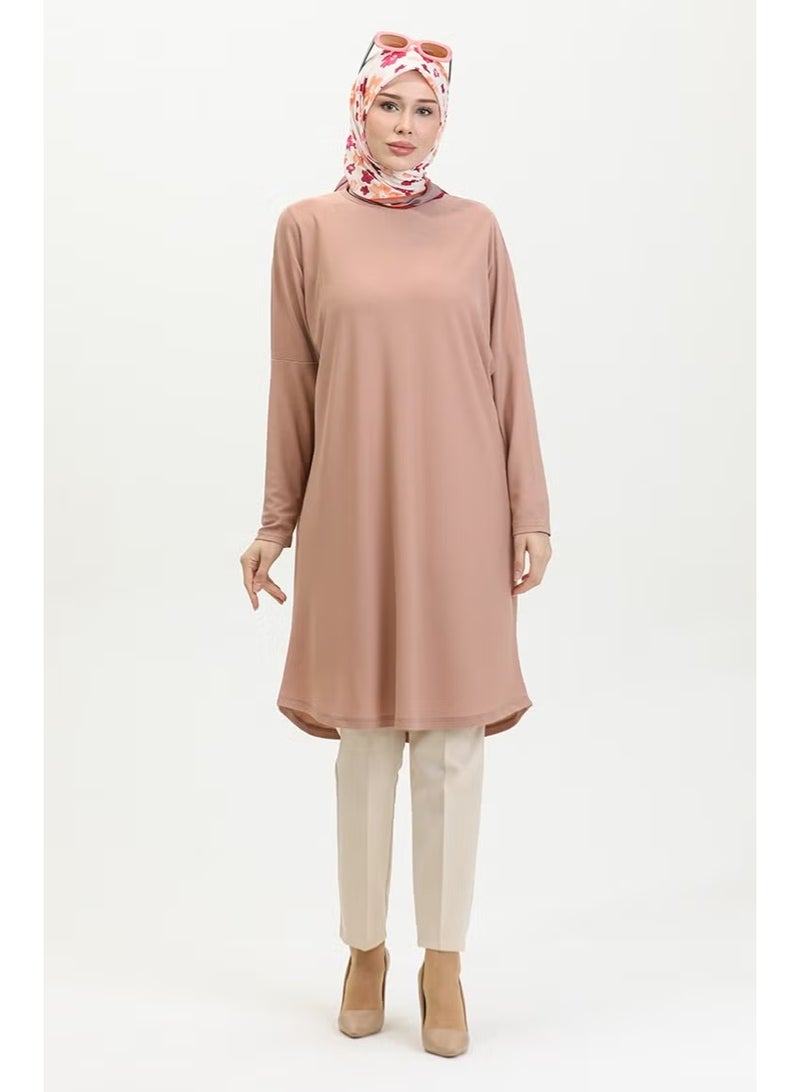 Sefa Merve Bat Sleeve Plain Tunic 8682A-02 Powder - Image 3