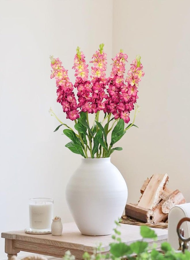 Villa Como 5pcs Delphinium Artificial Flowers Silk UV Resistant Flowers, 25.5" Long Stem Fake Pink Flower for Tall Vase, UV Protected Faux Floral Arrangements for DIY Bouquets Centerpieces Home Wedding Decor - Image 4