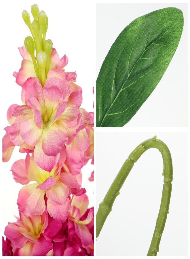 Villa Como 5pcs Delphinium Artificial Flowers Silk UV Resistant Flowers, 25.5" Long Stem Fake Pink Flower for Tall Vase, UV Protected Faux Floral Arrangements for DIY Bouquets Centerpieces Home Wedding Decor - Image 3