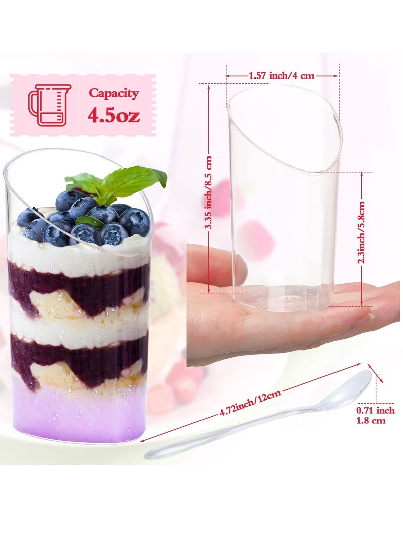 100 Pcs Mini Plastic Dessert Cups with Spoons - Disposable Transparent Square Parfait Cups for Ice Cream, Mousse, and Desserts - Perfect for Parties, Holidays, and Birthdays.  - Image 4