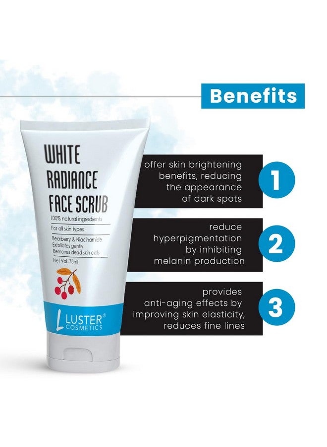 Luster Cosmetics White Radiance Face Scrub |Removes Dead Skin Cells |Gently Exfoliates & Brightens The Skin - 75ml - Image 3