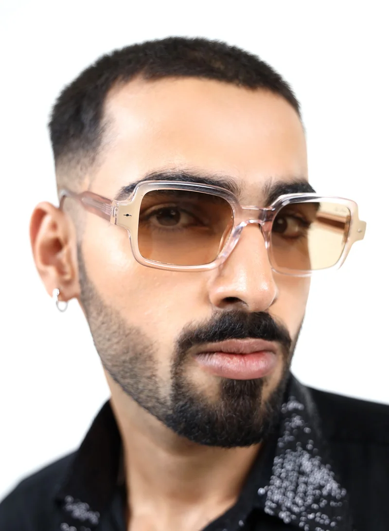 ووجلز نظارة شمسية مستطيلة Pappy Crescendo بنية حمراء