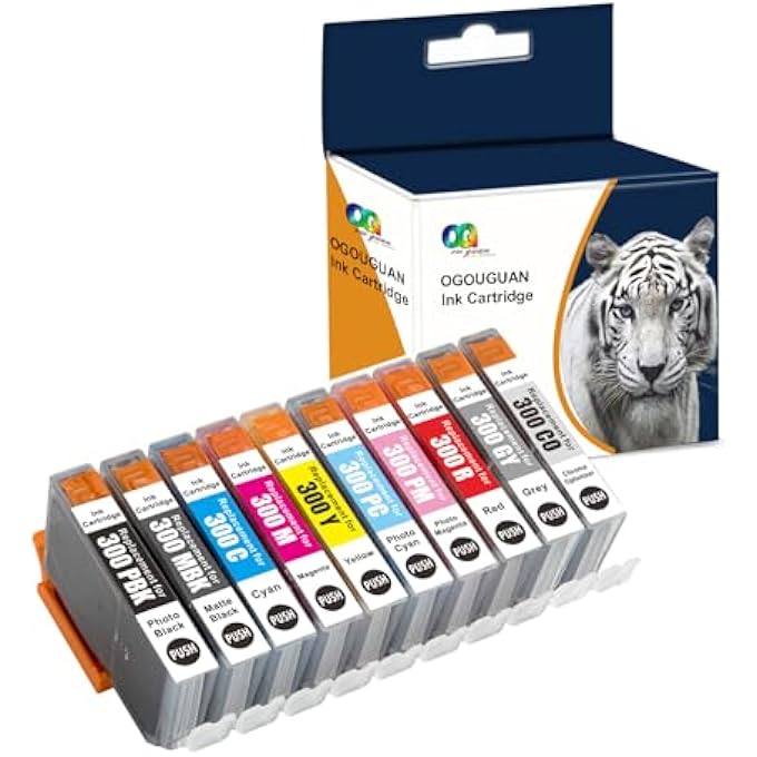 خرطوشة حبر متوافقة PFI-300 PFI 300 PFI300 بديل لكانون IMAGEPROGRAF PRO-300 (10 عبوة) - Image 1