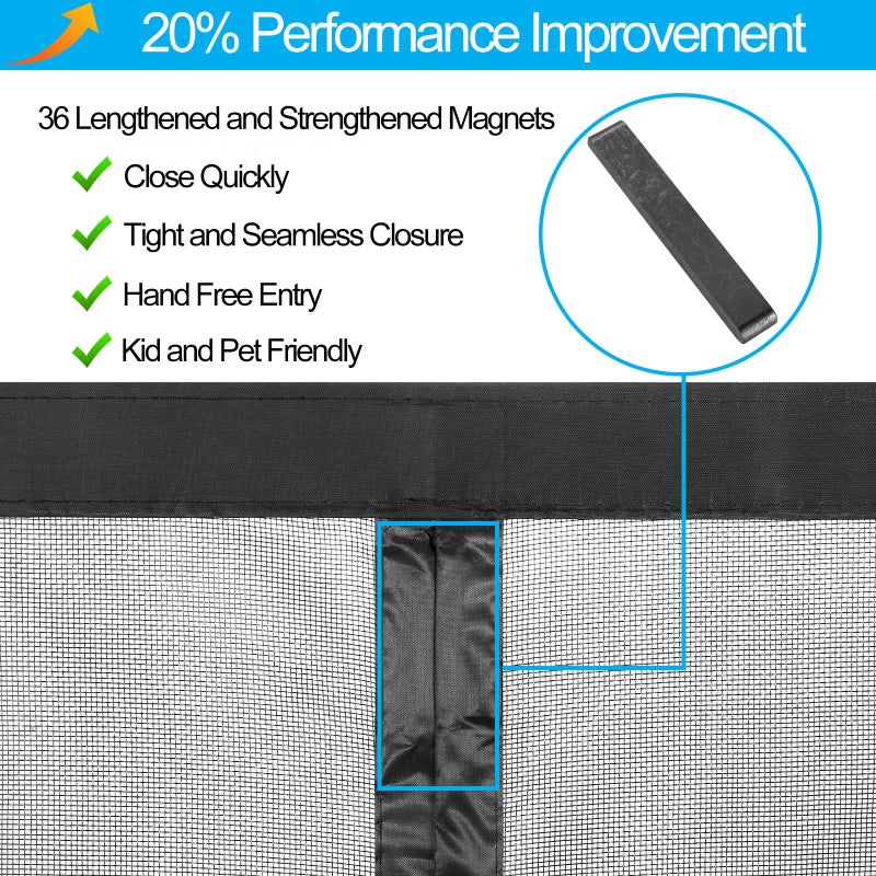 anrukler Heavy Duty Magnetic Fiberglass Screen Door with Reinforced Mesh - Fits Door Size 36x80inch, Self Sealing, Easy Install, Fresh Air Flow & Keep Bugs Out - Pet and Kid Friendly, Strong Magnet Design - Image 4