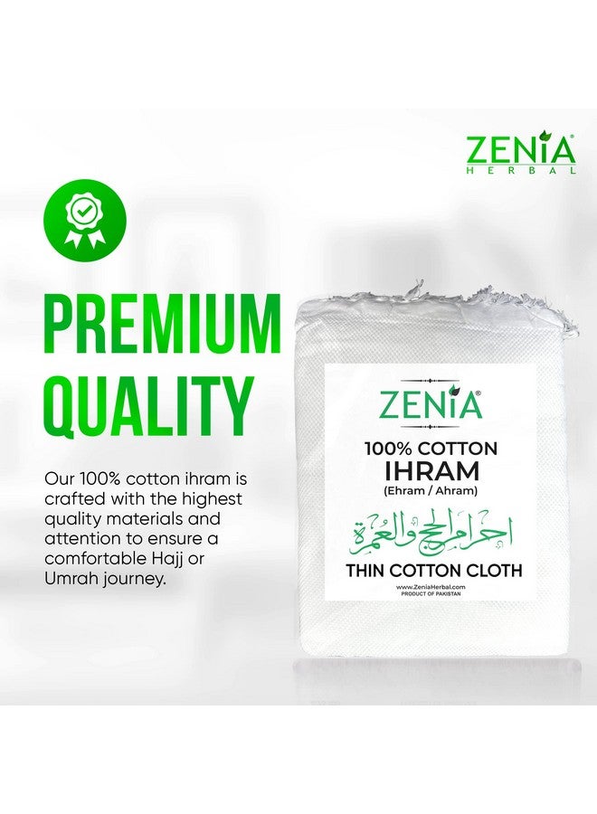 zenia قماش إحرام زينيا 100% قطن (أحرام/إحرام) للحج والعمرة - قماش قطن رقيق خفيف الوزن - 1.8 رطل - 46 بوصة × 92 بوصة - Image 4