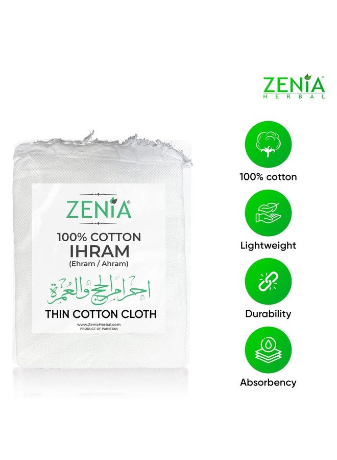 zenia قماش إحرام زينيا 100% قطن (أحرام/إحرام) للحج والعمرة - قماش قطن رقيق خفيف الوزن - 1.8 رطل - 46 بوصة × 92 بوصة - Image 5