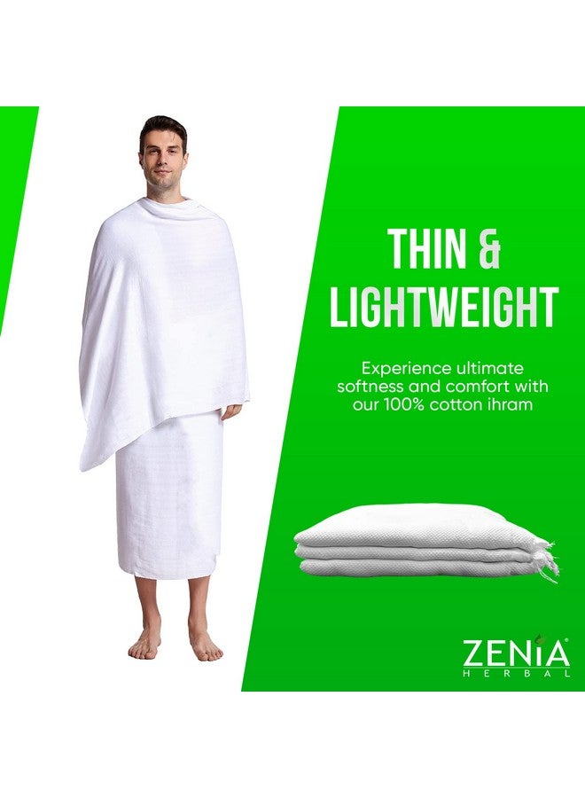 zenia قماش إحرام زينيا 100% قطن (أحرام/إحرام) للحج والعمرة - قماش قطن رقيق خفيف الوزن - 1.8 رطل - 46 بوصة × 92 بوصة - Image 3