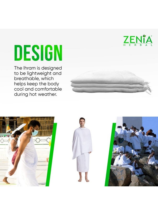 zenia قماش إحرام زينيا 100% قطن (أحرام/إحرام) للحج والعمرة - قماش قطن رقيق خفيف الوزن - 1.8 رطل - 46 بوصة × 92 بوصة - Image 2