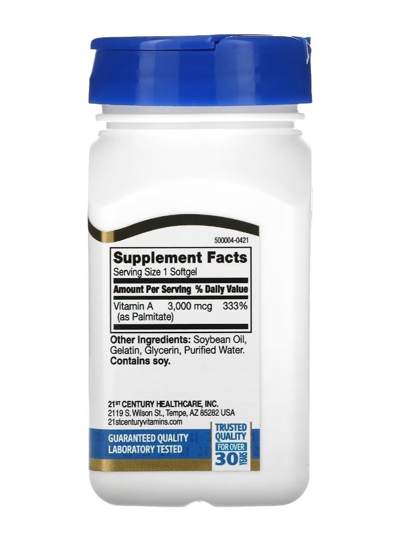 21st Century Vitamin A 3,000 mcg (10,000 IU) 110 Softgels - Image 2