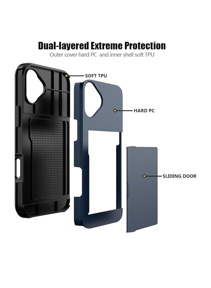 WRISTWISE Case Cover for iPhone 16 Plus with Card Holder Heavy Duty Protective Dual Layer Shockproof Hidden Card Slot Slim Wallet Phone Cover for iPhone 16 Plus for Women&Men 6.7 inch(Blue) - Image 2