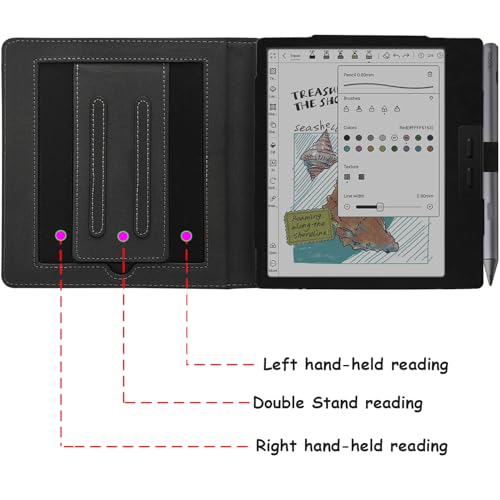 GOVTVA Double Stand Case for 7'' Onyx Boox Go 7 / Boox Tablet Go Color 7 (Gen II/Gen I 2025/2024) /Boox Page Cover with Elastic Pen Holder/Auto Sleep&Wake/Double Hand Strap (Black) - Image 3