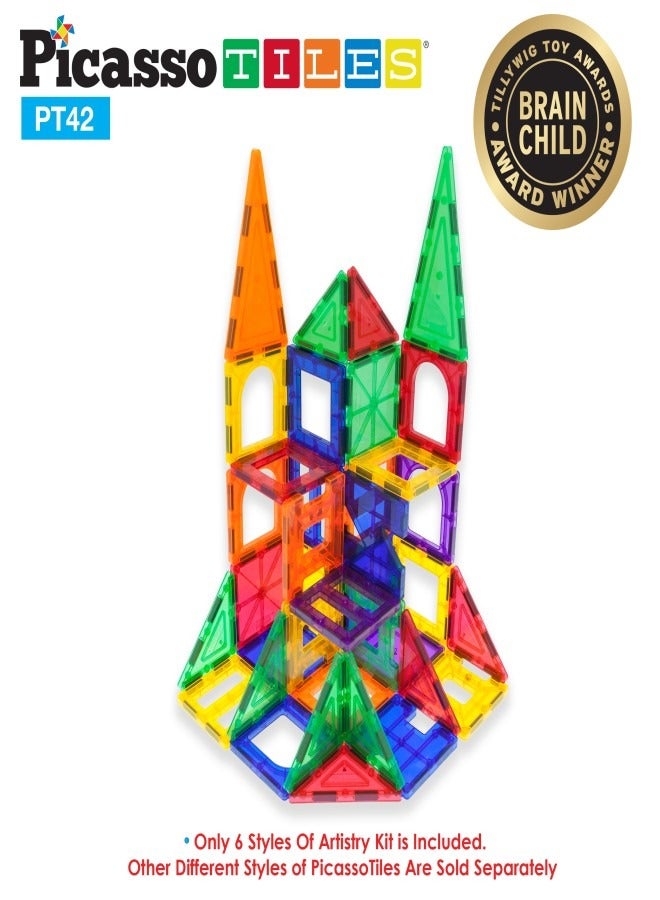 PicassoTiles PICASSO - MAGNETIC TILE BUILDING SET WITH UNIQUE SHAPES - 42 PIECES - Image 4