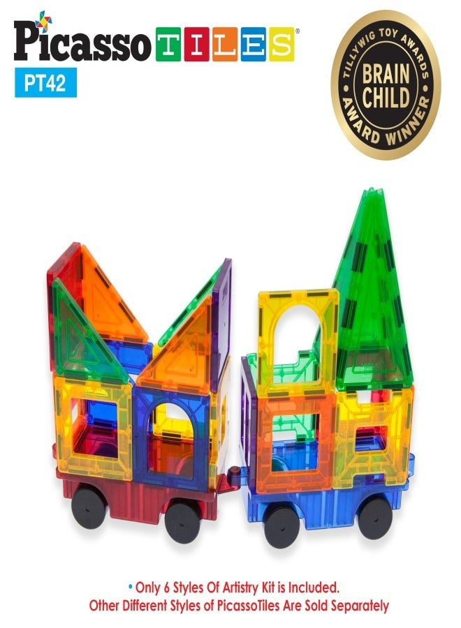PicassoTiles PICASSO - MAGNETIC TILE BUILDING SET WITH UNIQUE SHAPES - 42 PIECES - Image 3