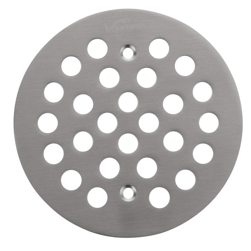 VOURUNA 414Inch108mm Screwin Shower Strainer Drain Cover Replacement Floor Strainer Floor Drain Brushed Nickel