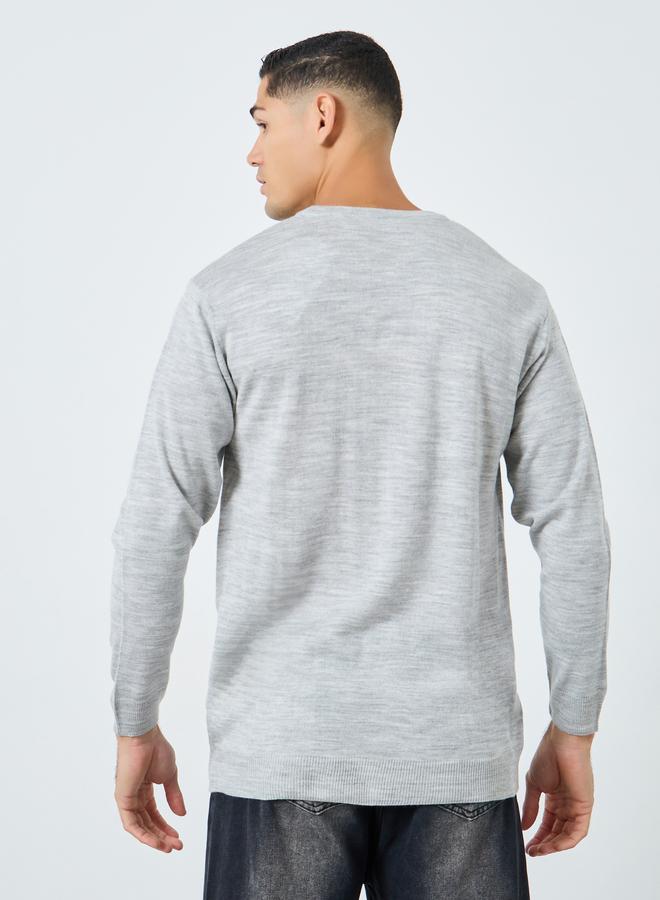 ستايلي سويتر محبوك رمادي بقصة عادية - Image 4