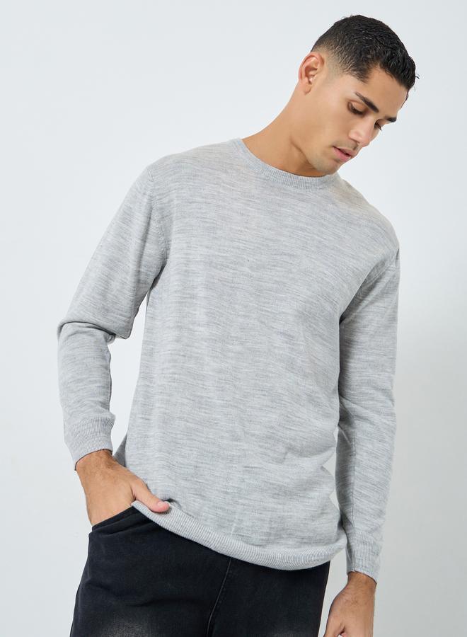 ستايلي سويتر محبوك رمادي بقصة عادية - Image 1