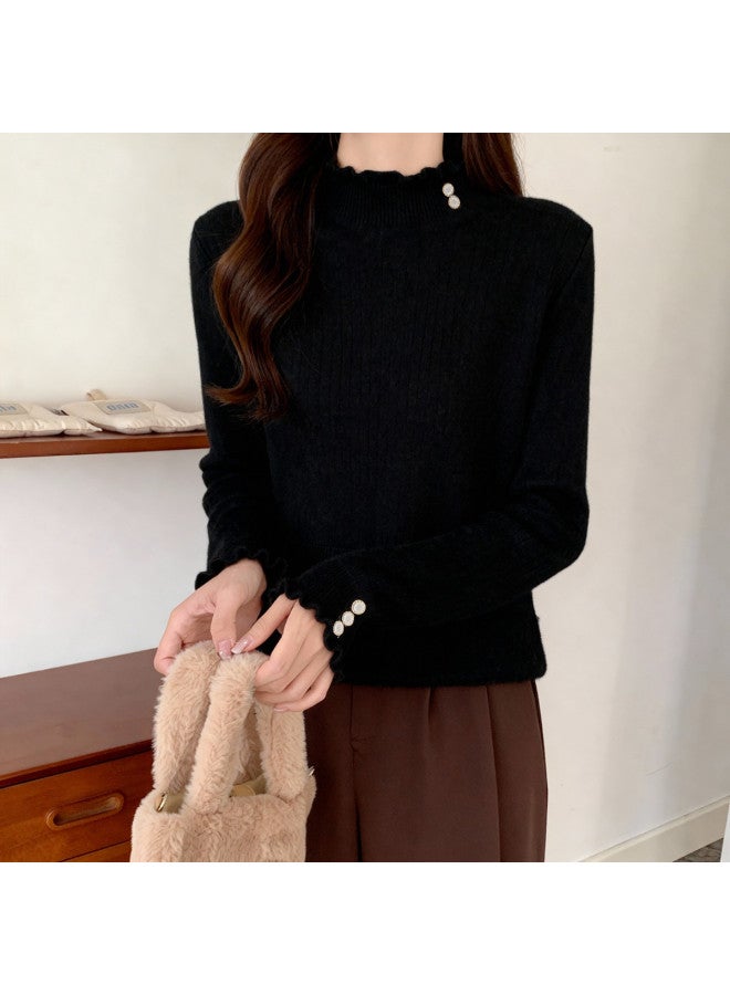 Modal One-Piece Fleece Semi-Turtleneck Fleece-Lined Thickened Sweater Women'S Autumn Winter Base Layer Top High-End Feel Can Be Worn Alone Knit Top - Image 5