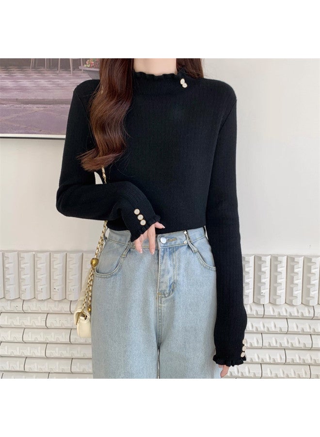 Modal One-Piece Fleece Semi-Turtleneck Fleece-Lined Thickened Sweater Women'S Autumn Winter Base Layer Top High-End Feel Can Be Worn Alone Knit Top - Image 4