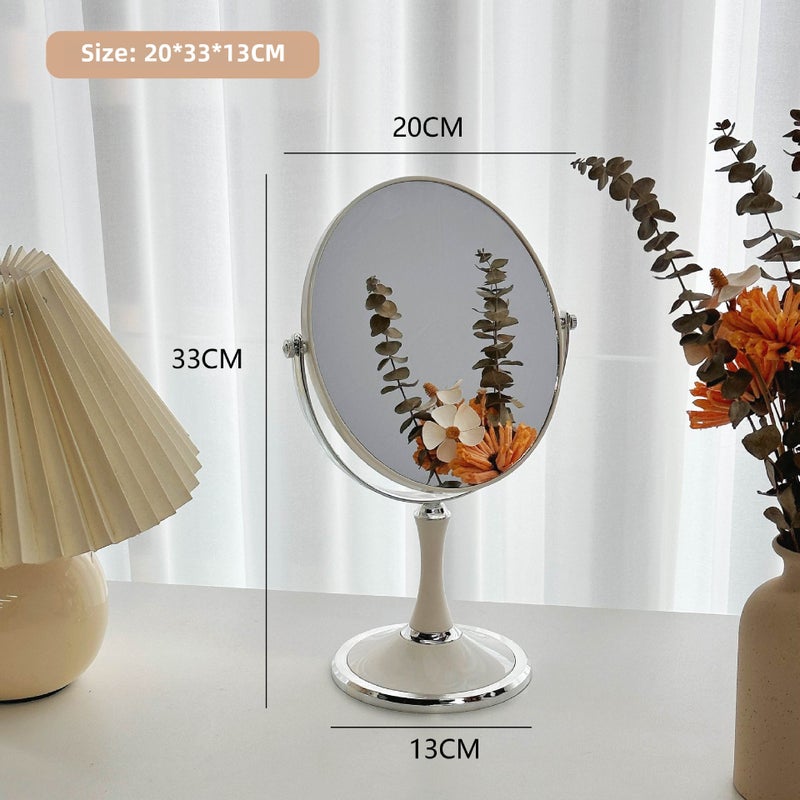 Wholesale European 360 degree rotating 6 inch dressing mirror princess mirror desktop 3 times magnification desktop double-sided cosmetic mirror(4# oval double-sided mirror) - Image 1