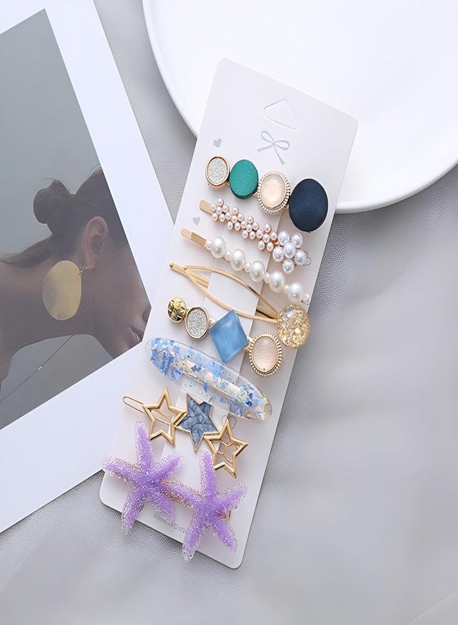 SNAPCOM Hair Clips use for girls Women Pearl Hair Clips Handmade Hair Barrettes Birthday Gift Hair Fashion Style Pearl Rhinestone Metal Hair Clips Fancy Hair Clips (set of 8 pcs) - Image 1