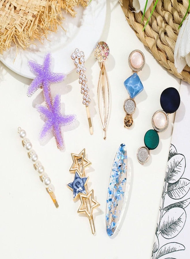 SNAPCOM Hair Clips use for girls Women Pearl Hair Clips Handmade Hair Barrettes Birthday Gift Hair Fashion Style Pearl Rhinestone Metal Hair Clips Fancy Hair Clips (set of 8 pcs) - Image 4