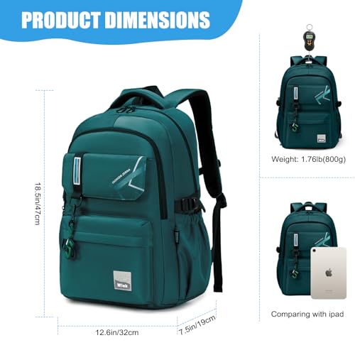 ZHIERNA School Backpack for Men, laptop backpack Elementary Middle High Bookbags for Teens Boys Waterproof Lightweight Casual Daypack(Dark Green) - Image 2