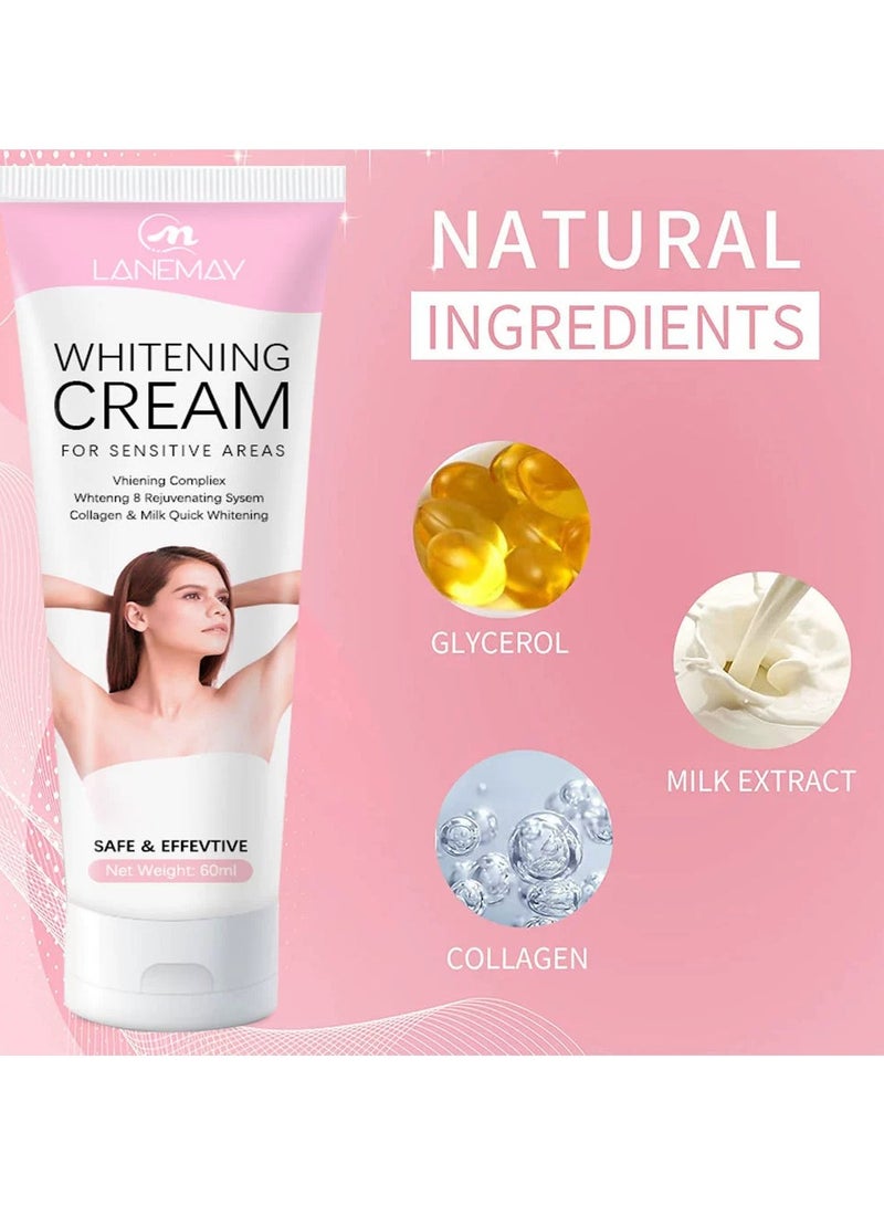 LANEMAY Underarm Whitening Cream – Intimate Area Brightening Moisturizing Cream Dark Spot Remover for Bikini Armpits Inner Thighs, Sensitive Skin Care - Image 2