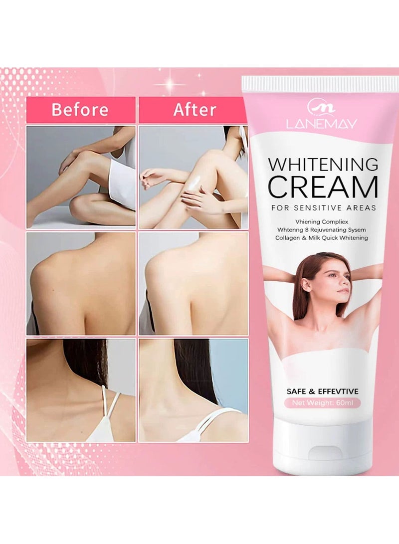 LANEMAY Underarm Whitening Cream – Intimate Area Brightening Moisturizing Cream Dark Spot Remover for Bikini Armpits Inner Thighs, Sensitive Skin Care - Image 4