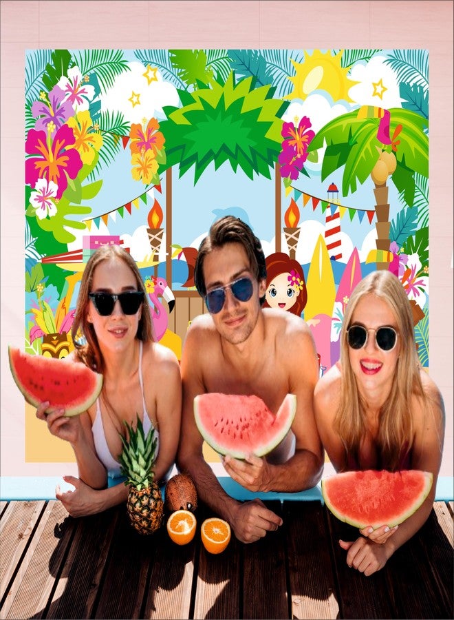 Party Baazaar Aloha Theme Backdrop | Birthday Banner for Decoration | Decoration Backdrop Cloth Curtain (Pack of 1, Size: 5x4 Feet) - Image 4