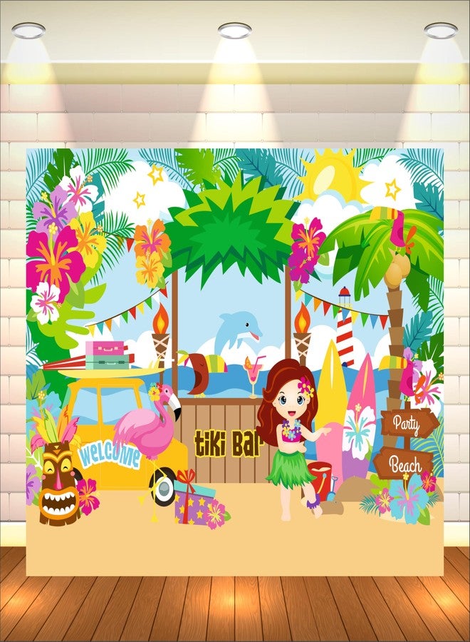 Party Baazaar Aloha Theme Backdrop | Birthday Banner for Decoration | Decoration Backdrop Cloth Curtain (Pack of 1, Size: 5x4 Feet) - Image 1