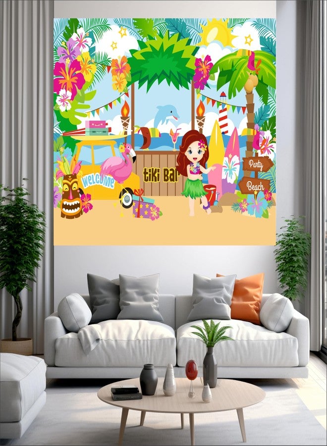Party Baazaar Aloha Theme Backdrop | Birthday Banner for Decoration | Decoration Backdrop Cloth Curtain (Pack of 1, Size: 5x4 Feet) - Image 2